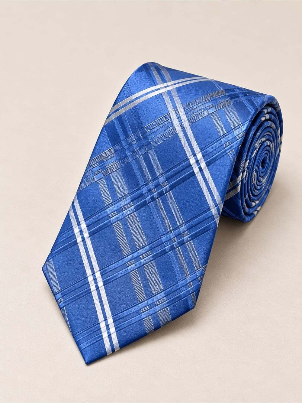 Joseph Abboud Silk Tie Blue Plaid Stripe Business Wedding Classic Luxury Chic